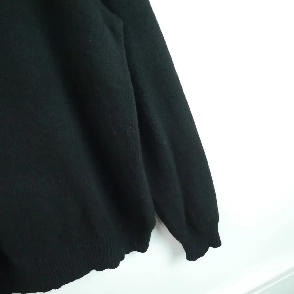 Vintage Polo Ralph Lauren Men's Medium 1/4 Zip Mockneck Wool‎ Sweater 90s Black